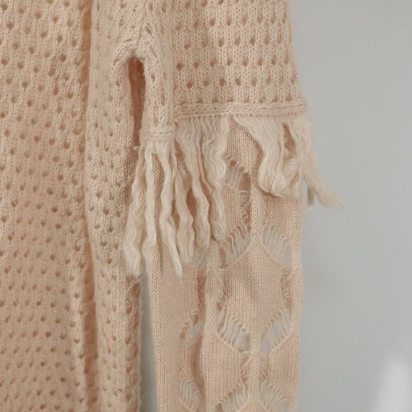 Tanya Taylor Blush Alpaca Wool Open Knit Sweater Cozy Minimalist Luxury (Size M) - Picture 6 of 9